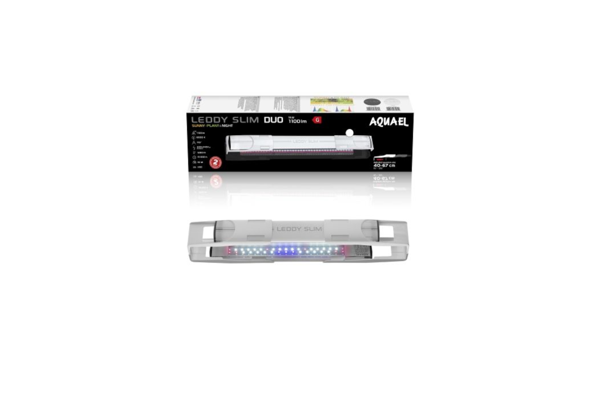 Aquael Leddy Slim Duo, Sunny Plant & Night 2.0, weiß, 40-60 cm, 16 W